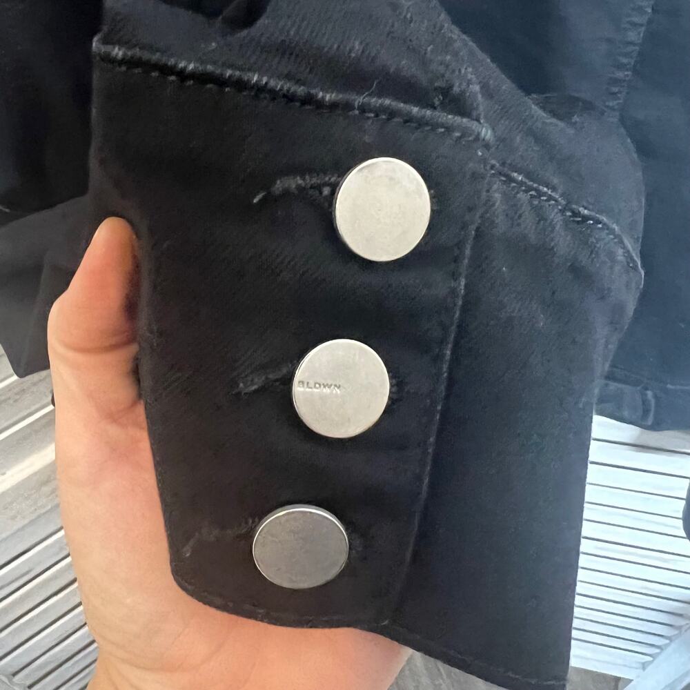 BLDWN XS Rowan Rigid Denim Jacket Carbon Black Silver Buttons Moto USA Made - Picture 12 of 15